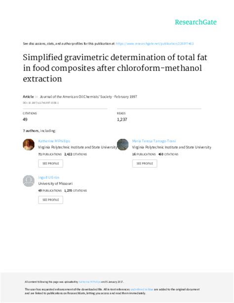 solvent extraction-gravimetric method|(PDF) Simplified gravimetric determination of total fat .